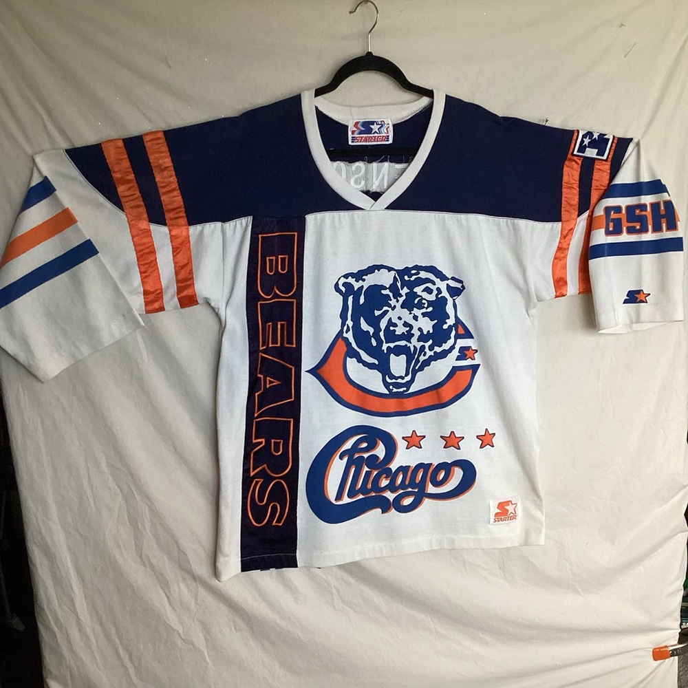 Vintage 1990s Starter Chicago Bears NFL Long Sleeve v Neck campus shirt